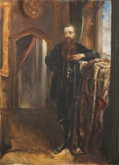 Edward Heneage Dering (1826-1892), standing in an interior at Baddesley Clinton by Rebecca Dulcibella Orpen