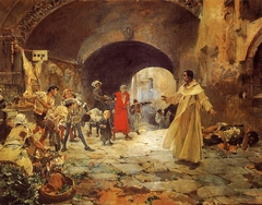 El padre Jofré defendiendo a un loco by Joaquín Sorolla