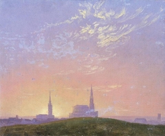 Evening (Sunset behind Dresden's Hofkirche) by Caspar David Friedrich