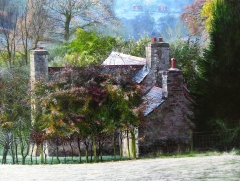 Farmhouse on a cold winter morning. by Harry Robertson