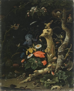 Feldblumen und Vögel by Abraham Mignon