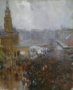 Fireman's funeral, George Street by Arthur Streeton