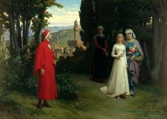 First meeting of Dante and Beatrice by Raffaele Giannetti