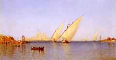 Fishinng Boats coming into Brindisi Harbor by Sanford Robinson Gifford