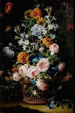 Flowers in a Basket by Jean-Baptiste Monnoyer