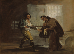 Friar Pedro Offers Shoes to El Maragato and Prepares to Push Aside His Gun by Francisco de Goya