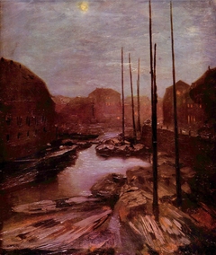 Friedrichsgracht by moonlight by Adolph von Menzel