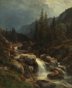 Gebirge bei aufsteigendem Gewitter by Ludwig Halauska