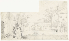 Geliefden in de tuin van een klooster by Gesina ter Borch