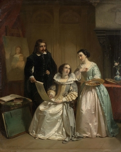 Gerard van Honthorst Shows Amalia van Solms the Drawings by his Pupil Louise of Bohemia by Hendrik Jacobus Scholten