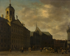 Gezicht op de Dam te Amsterdam by Gerrit Adriaenszoon Berckheyde