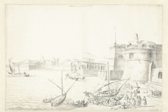 Gezicht op het kasteel van Civitavecchia by Jacob van der Ulft