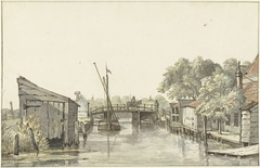 Gezicht van de Ringdijk op de Schulpbrug, ziende naar de Utrechtse zijde van de Amstel by Gerrit Lamberts