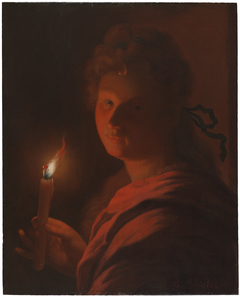 Girl with a Candle by follower of Godefridus Schalcken