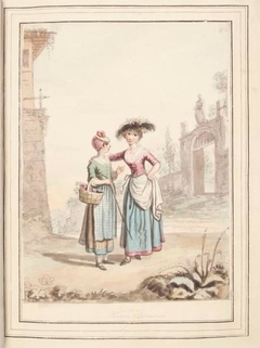 Girls of Parma and Cremona, leaf from 'A Collection of Dresses by David Allan Mostly from Nature' - David Allan - ABDAG007557.29 by David Allan