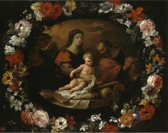 Holy Family in a Wreath of Flowers by Frans Ykens