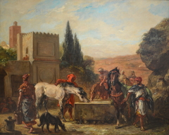 Horses at a Fountain by Eugène Delacroix