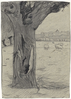 Knotwilg in een weidelandschap by Richard Roland Holst