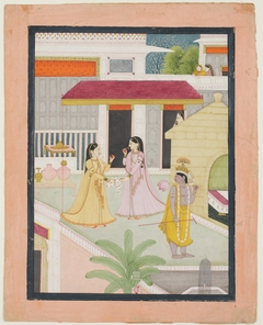 Krishna and Radha with Attendant by Anonymous