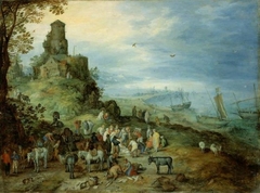 Küstenlandschaft mit der Berufung des Petrus und Andreas by Jan Brueghel the Elder