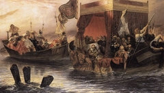 La barge du cardinal de Richelieu sur le Rhône by Paul Delaroche