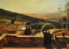 La vallée de l'Arno vue depuis le Paradisino de Vallombrosa by Louis Gauffier