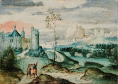 Landscape and Meeting on the Road to Emmaus by Herri met de Bles