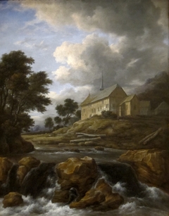 Landscape with a Church by a Torrent by Jacob van Ruisdael