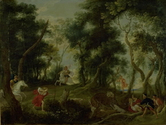 Landscape with Atalanta and Meleager Hunting the Calydonian Boar by Willem van Herp