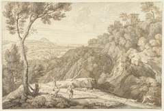 Landschap met enkele figuren op een landweg by Isaac de Moucheron