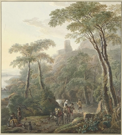 Landschap met herders en melkmeisje by N. Lamme