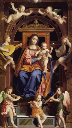 Madonna and Child Enthroned with Angels by Bernardino Luini