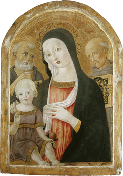 Madonna and Child with Saint Jerome and Saint Bernardino of Siena by Benvenuto di Giovanni