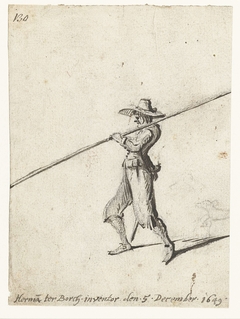 Man die een paal draagt by Harmen ter Borch