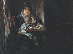 Maria Constable with Two of her Children. Verso: Copy after Teniers by John Constable