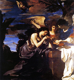 Marie Madeleine avec deux anges by Guercino