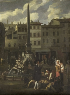 Market Scene in Rome, Piazza Navonna by Unknown Artist