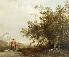 Mother and Child on a Track by a Coppice by Edward Charles Williams