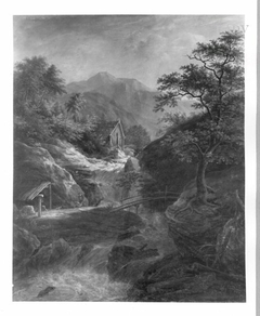 Mountain-landscape with torrent by Johann Jakob Dorner the Younger