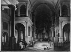 Nächtliches Interieur einer Kirche im Renaissancestil by Anthonie de Lorme