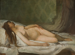 Naked woman asleep by Eduardo Rosales