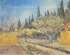 Orchard in Blossom, Bordered by Cypresses by Vincent van Gogh