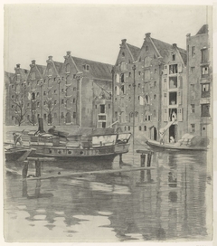 Pakhuizen aan een gracht by Willem Witsen