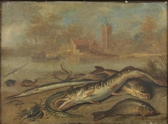 Pescados y paisaje by Jan van Kessel the Elder