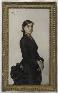 Portrait de Jacqueline Comerre-Paton en robe noire by Léon Comerre