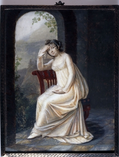 Portrait en pied d'une femme tenant une lettre by Antoine Berjon