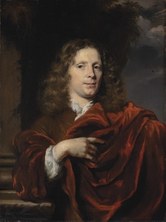 Portrait of a gentleman in a red mantle by Nicolaes Maes