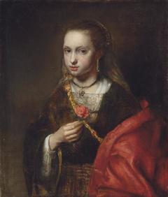 Portrait of a Girl holding a rose by Abraham van Dijck