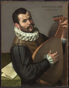 Portrait of a Man Playing a Lute by Bartolomeo Passarotti