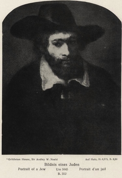 Portrait of a Seated Jew in a Broad Black Hat by Rembrandt